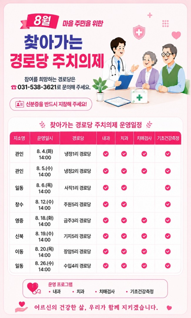 포천시보건소, '찾아가는 경로당 주치의제' 운영